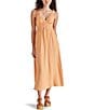 Color:Salmon - Image 1 - Taryn Lace Trim V-Neck Sleeveless Midi A-Line Dress