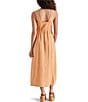 Color:Salmon - Image 2 - Taryn Lace Trim V-Neck Sleeveless Midi A-Line Dress