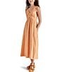 Color:Salmon - Image 3 - Taryn Lace Trim V-Neck Sleeveless Midi A-Line Dress