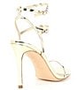 Color:Champagne - Image 2 - Theresa Metallic Stiletto Buckle Strap Dress Sandals