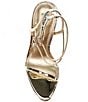 Color:Champagne - Image 5 - Theresa Metallic Stiletto Buckle Strap Dress Sandals