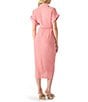 Steve Madden Tori Point Collar Neck Short Sleeve Button Front Midi Dress, Color:Rosa Mauve - Image 2