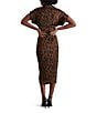 Steve Madden Tori Satin Leopard Print Point Collar Short Kimono Cuff Sleeve Ruched Front Asymmetrical Hem Midi Shirt Dress, Color:Toffee - Image 2