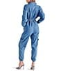 Steve Madden Trista Point Collar Long Sleeve Denim Jumpsuit, Color:Blue Denim - Image 2
