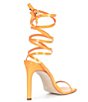 Color:Orange Patent - Image 2 - Uplift Lace Up Ankle Wrap Square Toe Patent Dress Sandals
