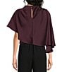 Steve Madden Valery Satin Cowl Neck Asymmetrical Flowy Cape Top - Image 2