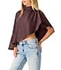 Steve Madden Valery Satin Cowl Neck Asymmetrical Flowy Cape Top - Image 3