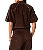 Steve Madden Velour Short Puff Sleeve Front Zip Coordinating Track Jacket - Image 2