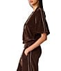 Steve Madden Velour Short Puff Sleeve Front Zip Coordinating Track Jacket - Image 3