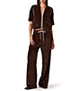 Steve Madden Velour Short Puff Sleeve Front Zip Coordinating Track Jacket - Image 4