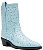 Steve Madden Vinny Leather Ostrich Embossed Pointed Toe Ankle Boots - Image 1