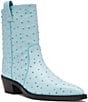 Steve Madden Vinny Leather Ostrich Embossed Pointed Toe Ankle Boots - Image 1