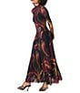 Steve Madden Vivara Print Mesh Turtleneck Long Sleeve Maxi Dress, Color:Multi - Image 3