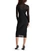 Color:Black - Image 2 - Vivienne Mesh Turtleneck Long Sleeve Bodycon Midi Dress
