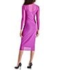 Color:Magenta Purple - Image 2 - Vivienne Mesh Turtleneck Long Sleeve Bodycon Midi Dress