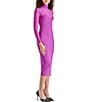 Color:Magenta Purple - Image 3 - Vivienne Mesh Turtleneck Long Sleeve Bodycon Midi Dress