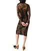 Steve Madden Vivienne Snake Print Turtle Neck Long Sleeve Bodycon Midi Dress, Color:Fossil Brown - Image 2