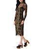 Steve Madden Vivienne Snake Print Turtle Neck Long Sleeve Bodycon Midi Dress, Color:Fossil Brown - Image 3