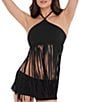 Steve Madden What A Stud High Neck Fringe Bra Swim Top - Image 1