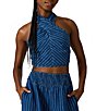 Steve Madden Winnie Striped Linen Crossover Halter Neck Sleeveless Coordinating Top - Image 1