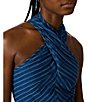 Steve Madden Winnie Striped Linen Crossover Halter Neck Sleeveless Coordinating Top - Image 3