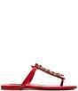 Color:Red - Image 2 - x Jessica Rich Gemma Leather Jewel Embellished Thong Sandals