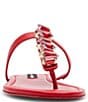 Color:Red - Image 4 - x Jessica Rich Gemma Leather Jewel Embellished Thong Sandals