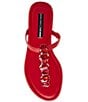 Color:Red - Image 5 - x Jessica Rich Gemma Leather Jewel Embellished Thong Sandals