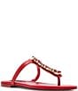 Color:Red - Image 1 - x Jessica Rich Gemma Leather Jewel Embellished Thong Sandals