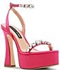 Color:Pink - Image 1 - x Jessica Rich Zoey Satin Rhinestone Platform Dress Sandals
