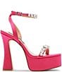 Color:Pink - Image 2 - x Jessica Rich Zoey Satin Rhinestone Platform Dress Sandals