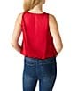 Steve Madden Yazmin High Neck Sleeveless Cropped Bubble Hem Satin Top, Color:Dark Red - Image 2