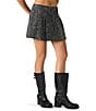 Steve Madden Zenia Pleated Sequin Tweed Mini A-Line Skirt, Color:Black - Image 3