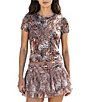 Stevie By Steve Madden Animal Print Mesh Crew Neck Printed Tee - Image 1