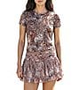 Stevie By Steve Madden Animal Print Mesh Crew Neck Printed Tee - Image 1