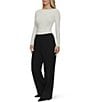 Steve Madden Stevie by Steve Madden Boat Neck Side Ruched Long Sleeve Top, Color:Artic Wolf - Image 3