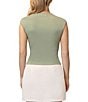 Steve Madden Stevie By Steve Madden Cap Sleeve Square Neck Cropped Top, Color:Swamp - Image 2