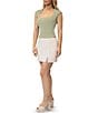 Steve Madden Stevie By Steve Madden Cap Sleeve Square Neck Cropped Top, Color:Swamp - Image 3