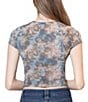 Steve Madden Stevie by Steve Madden Crew Neck Allover Photo Seal Printed Mesh T-Shirt, Color:Irish Cream - Image 2