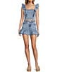 Steve Madden Stevie by Steve Madden Denim Ruffle Sleeve Cropped Top, Color:Medium Wash - Image 3