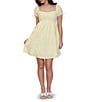 Stevie by Steve Madden Embroidered Short Puff Sleeve Babydoll Dress - Image 1
