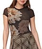 Stevie By Steve Madden Exploded Floral Printed Mesh Short Sleeve Top - Image 1