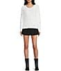 Steve Madden Stevie by Steve Madden Eyelash Rhinestone Bow Long Sleeve Sweater, Color:Lucent White - Image 3
