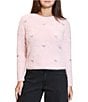 Steve Madden Stevie by Steve Madden Eyelash Rhinestone Bow Long Sleeve Sweater, Color:Rose Smoke - Image 1