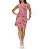 Stevie By Steve Madden Flocked Floral Printed Mock Neck Bodycon Dress - Image 1