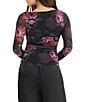 Stevie by Steve Madden Floral Mesh Boat Neck Long Sleeve Top - Image 2