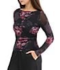 Stevie by Steve Madden Floral Mesh Boat Neck Long Sleeve Top - Image 3