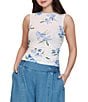 Stevie by Steve Madden Floral Printed Mesh Boat Neck Sleeveless Top - Image 1