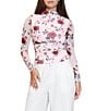Steve Madden Stevie by Steve Madden Floral Printed Mock Neck Pleated Long Sleeve Top, Color:Rose Smoke - Image 1