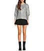 Steve Madden Stevie by Steve Madden Foil Long Sleeve Sweater, Color:Grey Heather - Image 3
